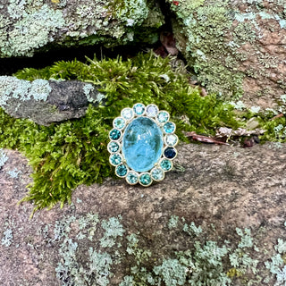 Aquamarine and Tourmaline Blossom Ring