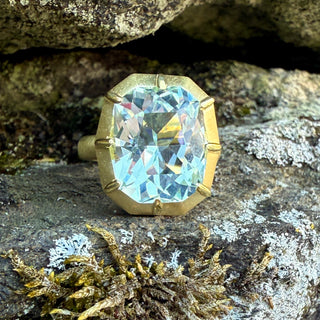 Aquamarine Modified Cushion Griffen Ring