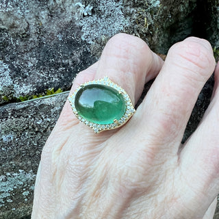 Oval Cabochon Green Tourmaline Jordan Ring