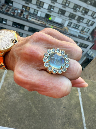 Cabochon Aquamarine Blossom Ring