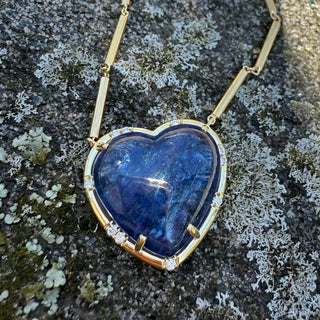 Cabochon Tanzanite Heart Shaped Sprinkle Necklace