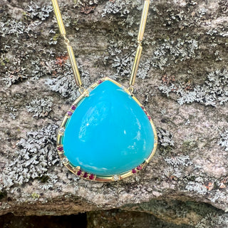 Pear Shape Turquoise and Ruby Sprinkle Necklace