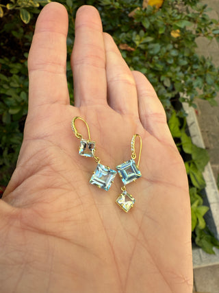 Aquamarine and Blue Topaz Hi-Lo Joyce Earrings
