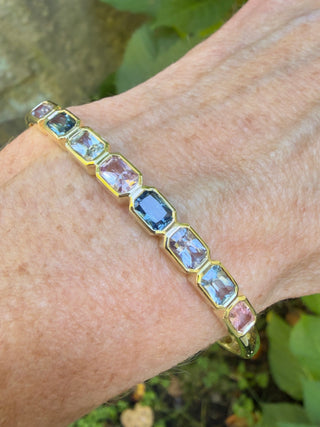 Emerald Cut Multicolor Sapphire Carnival Bangle