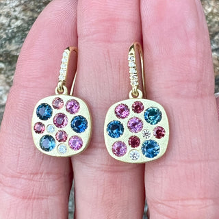 Blue Sapphire, Pink Tourmaline and Spinel Giselle Earrings