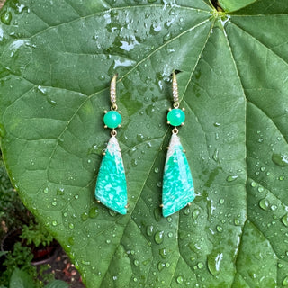 Chrysoprase and Variscite Triangle Drop Earring