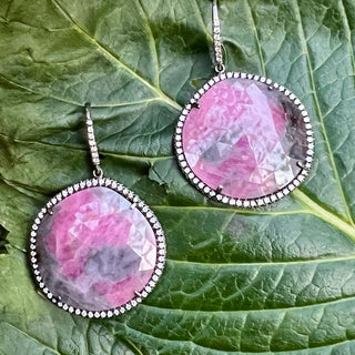 Pink and Grey Sapphire Blackened Mischa Earrings