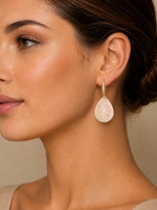 Petrified Coral Briolette Joyce Earrings