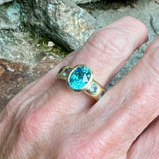 Blue Zircon and Tourmaline Samira Ring