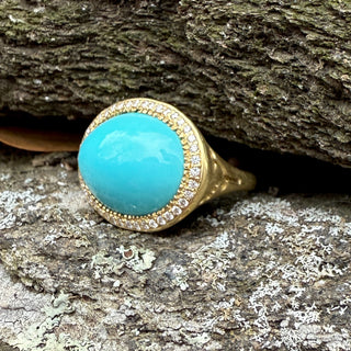 Sleeping Beauty Turquoise Flower Impression Ring