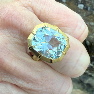 Aquamarine Modified Cushion Griffen Ring