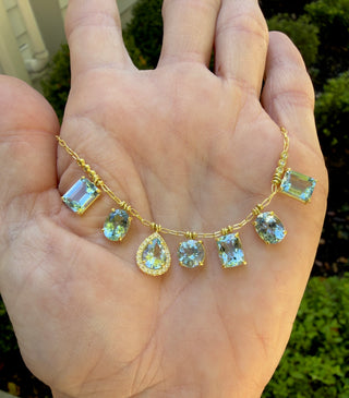 Mixed Shape Aquamarine Fringe Necklace