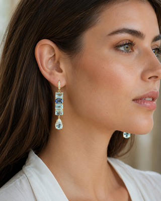 Aquamarine & Blue Sapphire Joyce Earrings