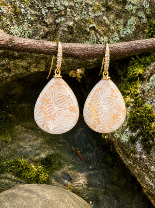 Petrified Coral Briolette Joyce Earrings