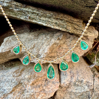 Pear Shaped Emerald Bali Necklace