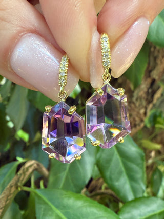 Mirror Cut Amethyst Joyce Earrings