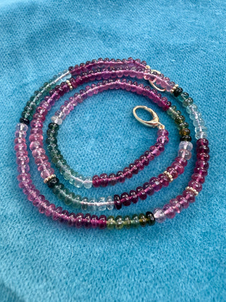 Smooth Rondelle Shaped Watermelon Tourmaline Beads