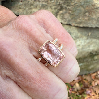 Cushion Shaped Morganite Roman Ring