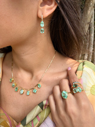 Mixed Shape Emerald Hi-Lo Joyce Earrings