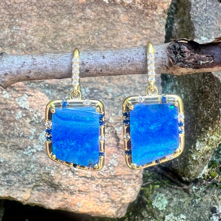 Boulder Opal and Sapphire Sprinkle Earrings