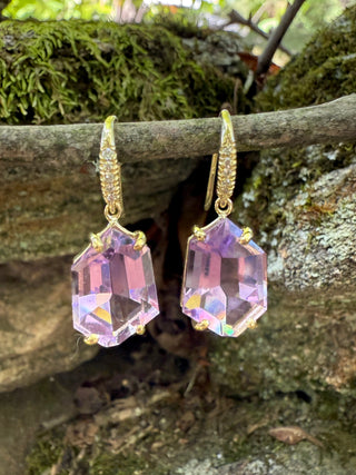 Mirror Cut Amethyst Joyce Earrings