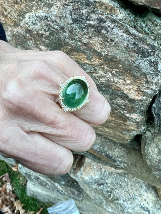 Oval Cabochon Green Tourmaline Jordan Ring