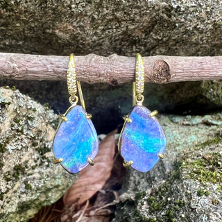 Petite Kite Shaped Boulder Opal Earrings