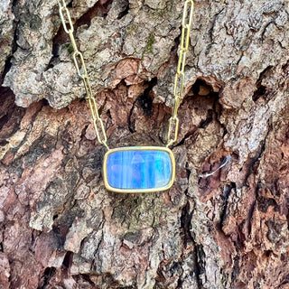 Cushion Shaped Boulder Opal Bea Necklace