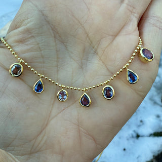 Oval and Pear Shaped Purple Sapphire Bali Necklace