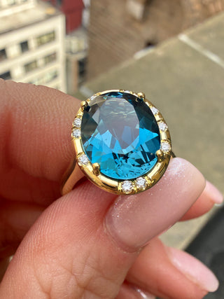 Oval London Blue Topaz Sprinkle Ring