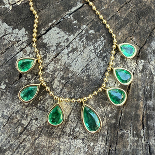 Pear Shaped Emerald Bali Necklace