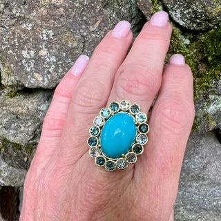 Turquoise and Tourmaline Blossom Ring