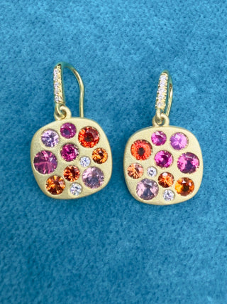 Orange and Pink Sapphire Giselle Earrings