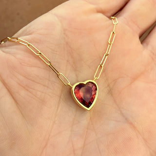 Heart Shaped Pink Tourmaline Bea Neckalce