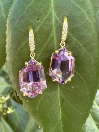 Mirror Cut Amethyst Joyce Earrings