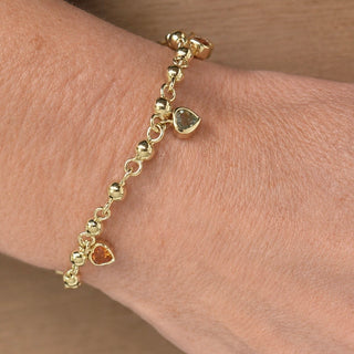 Heart Shape Multicolor Sapphire Festoon Bracelet