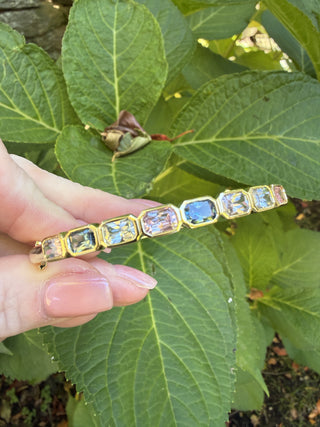 Emerald Cut Multicolor Sapphire Carnival Bangle
