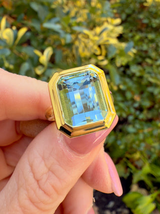 Emerald Cut Aquamarine Revival Ring