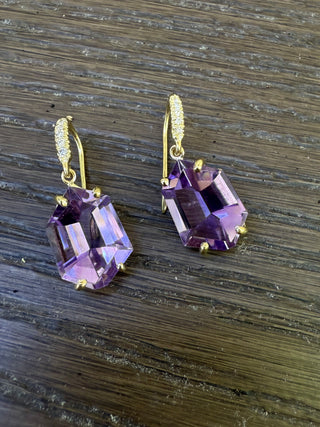 Mirror Cut Amethyst Joyce Earrings