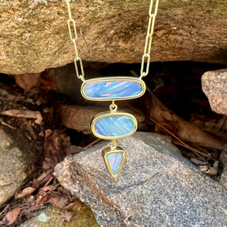 Triple Boulder Opal Bea Necklace