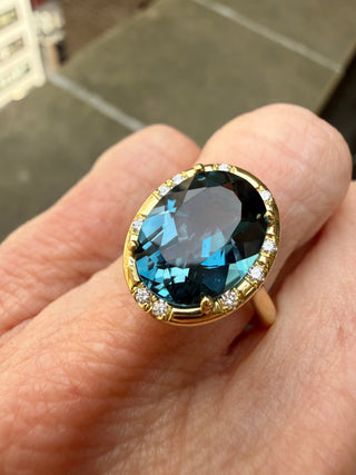 Oval London Blue Topaz Sprinkle Ring