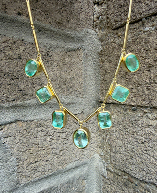 Mutlishape Emerald Cascade Necklace