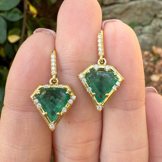 Emerald Shield Shaped Sprinkle Earrings