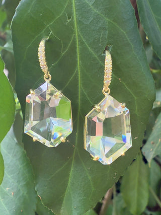 Mirror Cut Green Amethyst Joyce Earrings