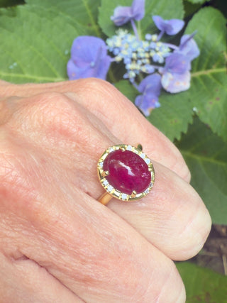 Oval Rubellite Sprinkle Ring