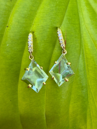 Kite Shaped Mirror Cut Aquamarine Joyce Earrings