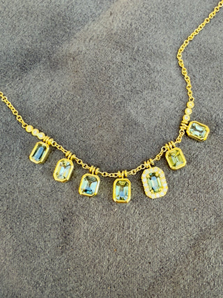 Emerald Cut Montana Sapphire Fringe Necklace