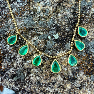 Pear Shaped Emerald Bali Necklace