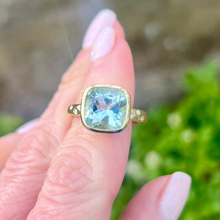 Cushion Cut Aquamarine Nolita Ring