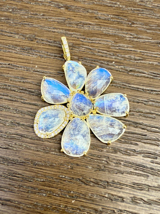 Rainbow Moonstone Gemma Flower Pendant